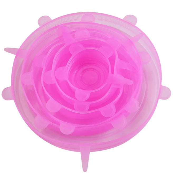 Pink Silicone Food Covers
